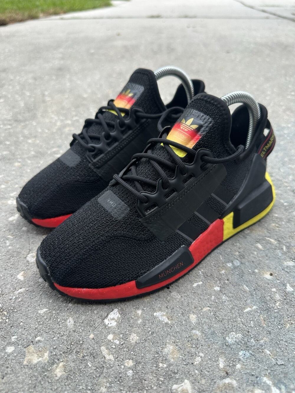 adidas NMD R1 Muenchen Boost Men's Size 5 Low Top Sneaker Black/Red/Yellow